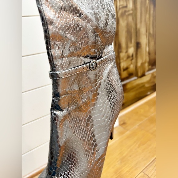 Sam Edelman Silver Snakeskin Heeled Boots - Picture 3 of 16